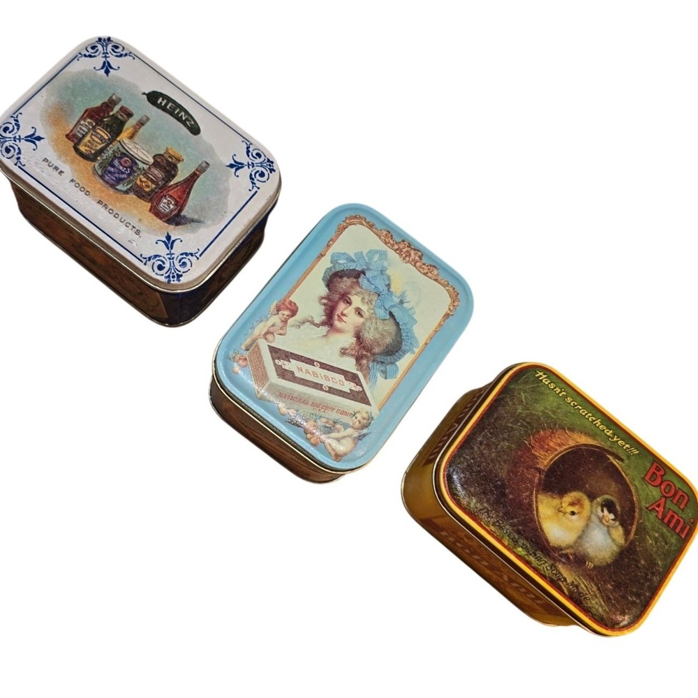 3 Retro Reproduction Bristol Ware Tins 1983 Bon Ami, Heinz, Nabisco Great Shape!